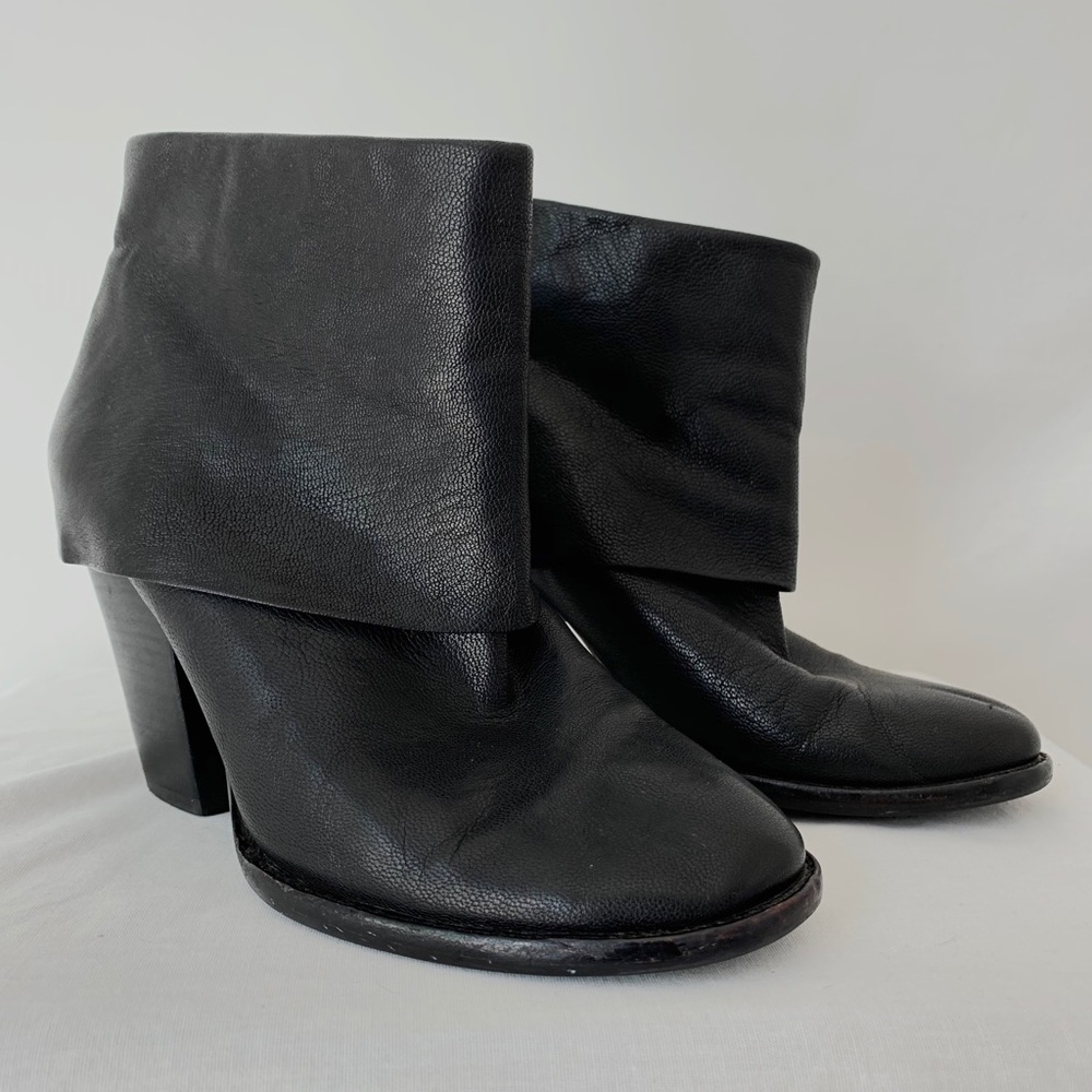 Vince Camuto Black Leather Fold Down Bootie